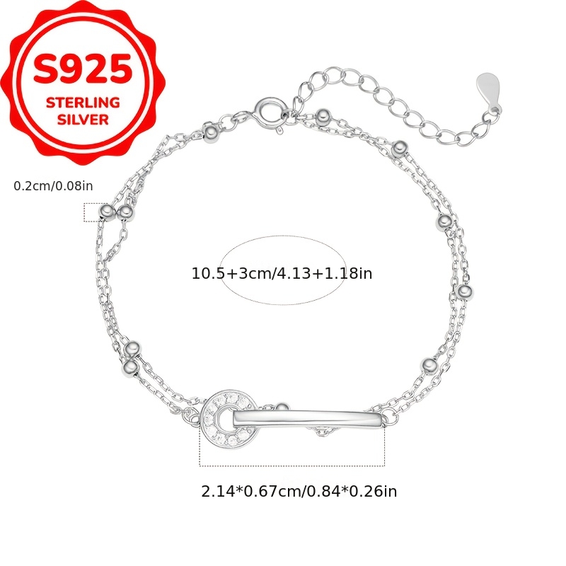 Women's S925 Sterling Silver Double-Layer Circular Ring Bracelet